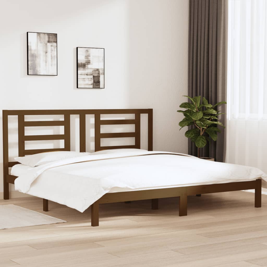 Vetonek Estructura de cama madera maciza de pino marrón miel 200x200 cm