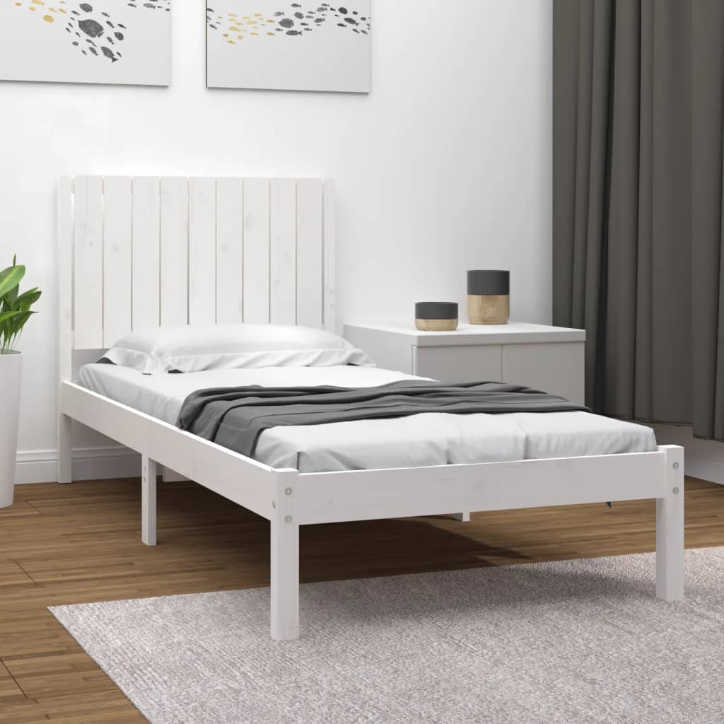 Vetonek Estructura de cama sin colchón madera de pino blanca 90x200 cm