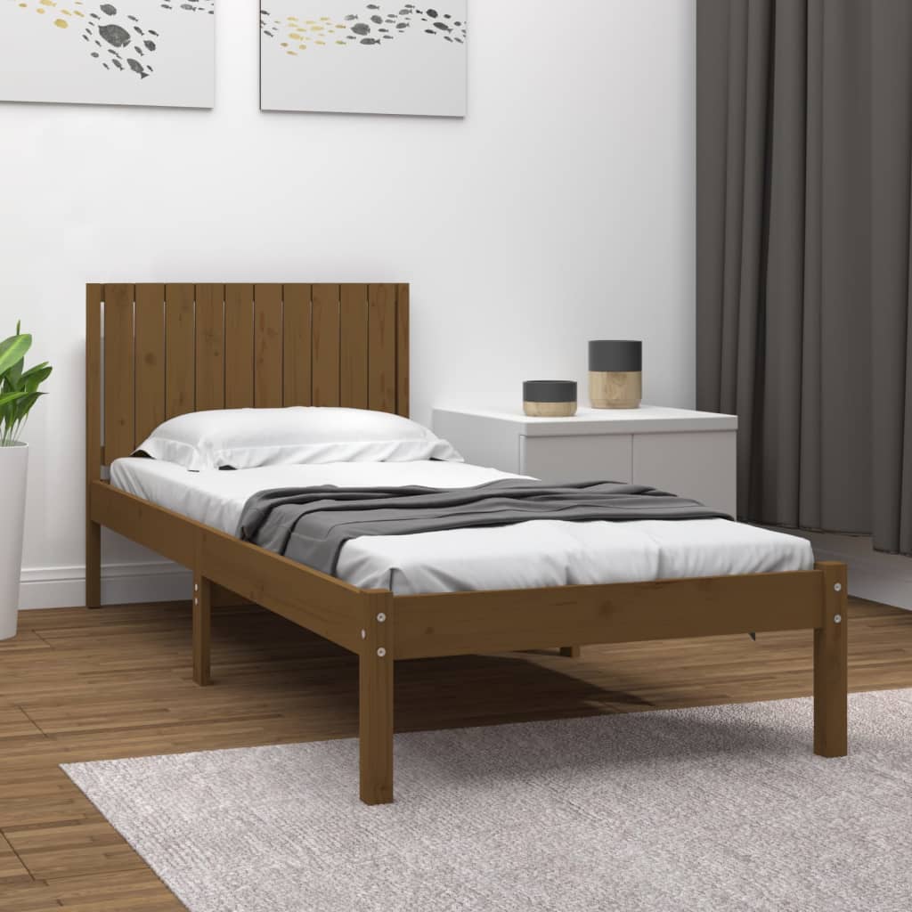 Vetonek Estructura de cama madera maciza pino marrón miel 100x200 cm