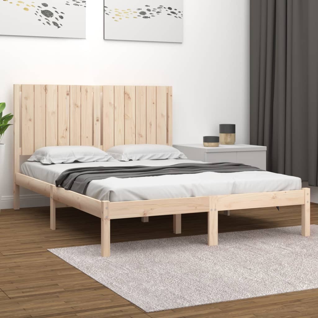 Vetonek Estructura de cama sin colchón madera de pino blanca 140x200 cm