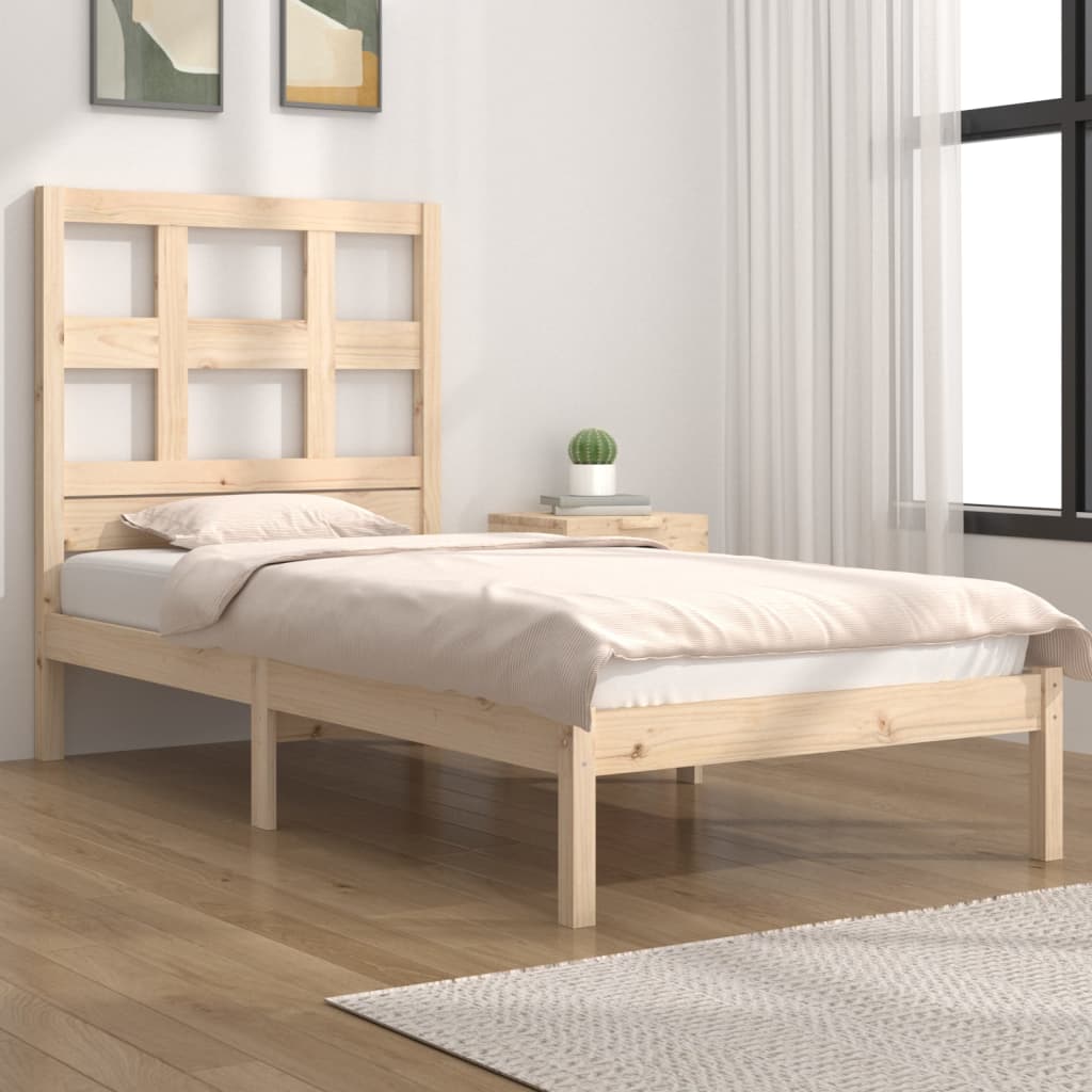 Vetonek Estructura de cama sin colchón madera maciza de pino 90x200 cm