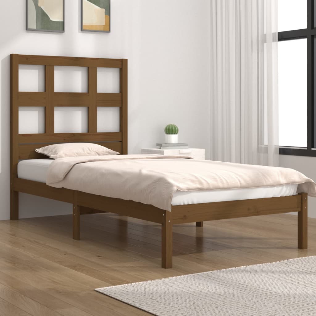 Vetonek Estructura de cama madera maciza pino marrón miel 100x200 cm