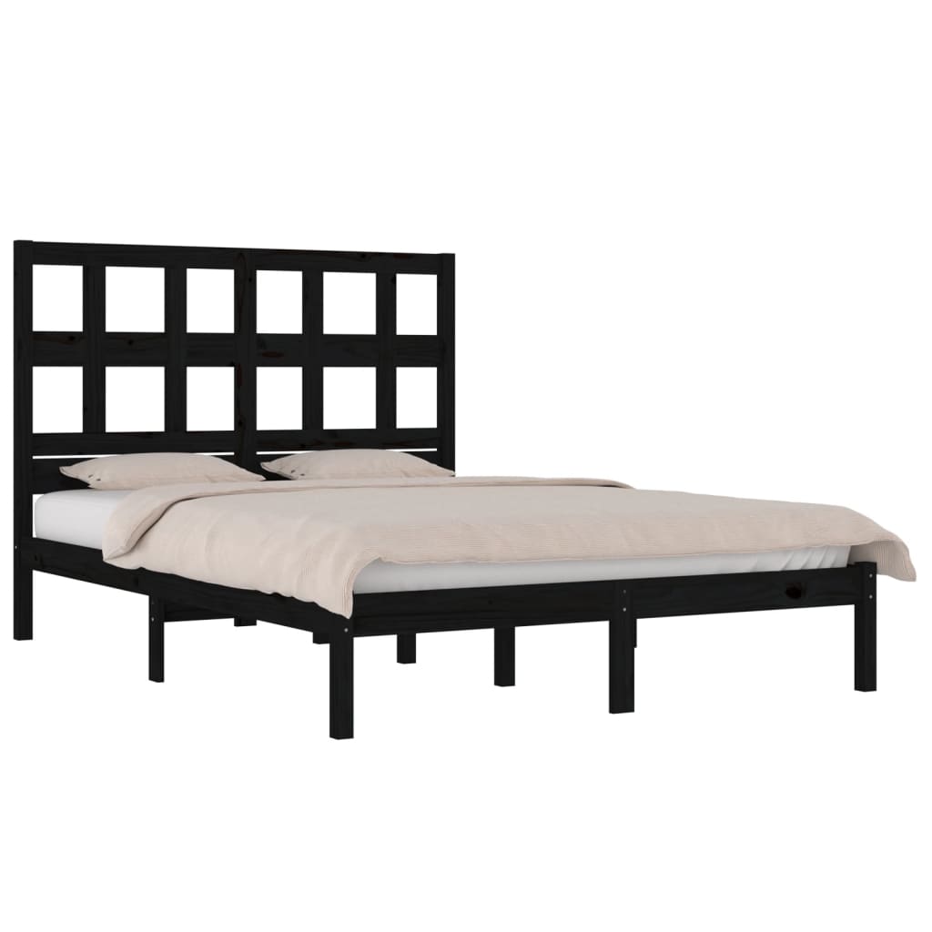 Black pine wooden bed structure 120x200 cm