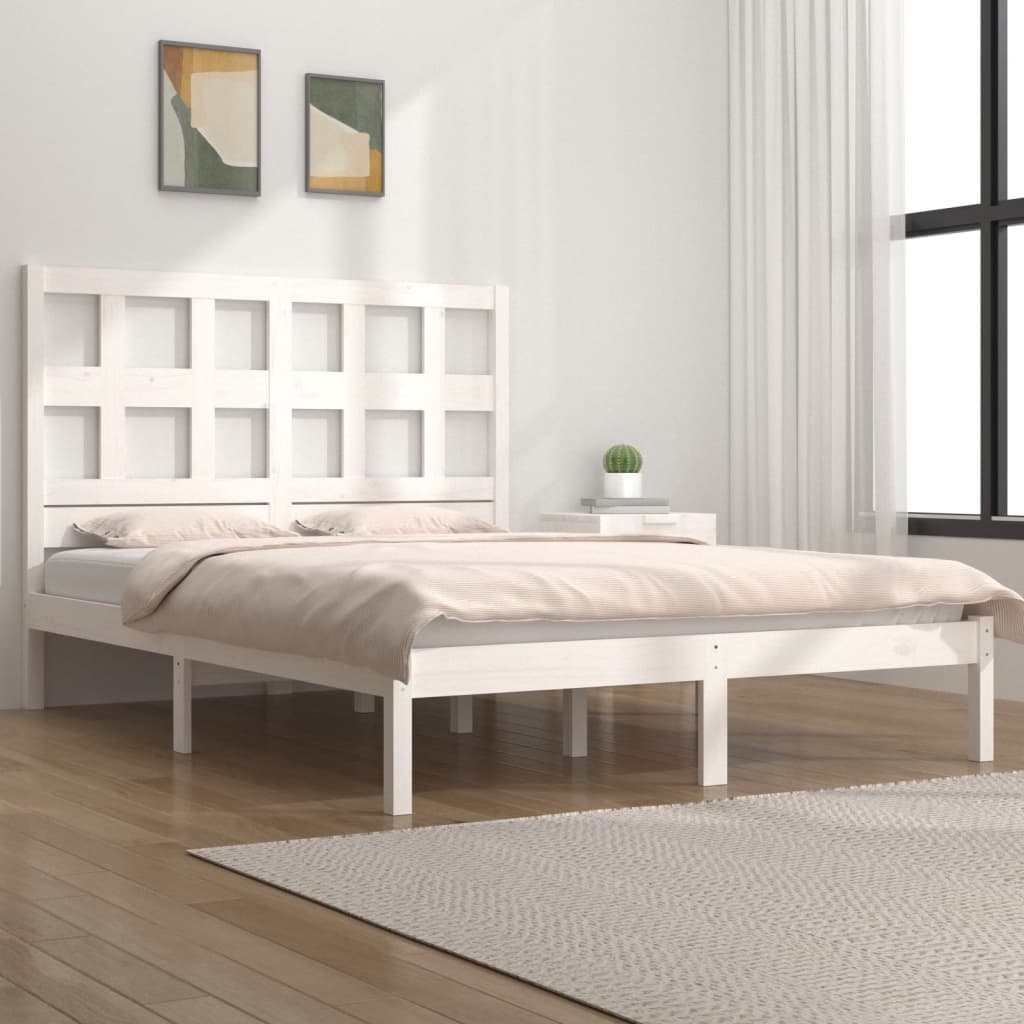 Vetonek Estructura de cama sin colchón madera de pino blanca 150x200 cm