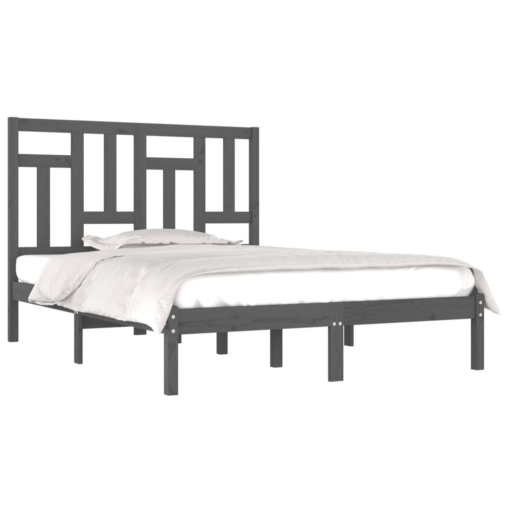 Estructura de cama madera maciza de pino gris 120x200 cm