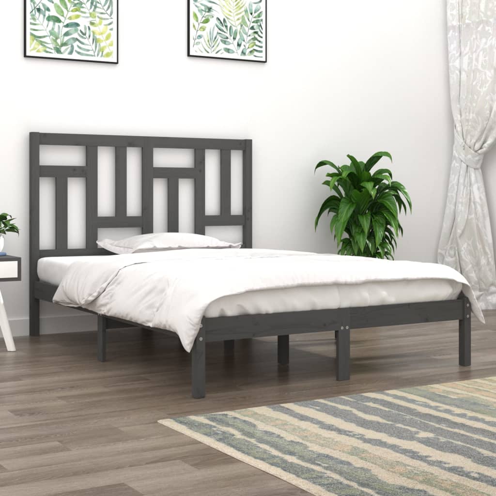 Vetonek Estructura de cama madera maciza de pino gris 120x200 cm