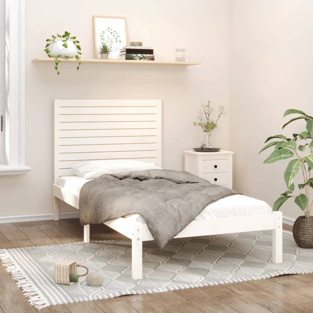 Vetonek Estructura de cama madera maciza de pino blanco 100x200 cm