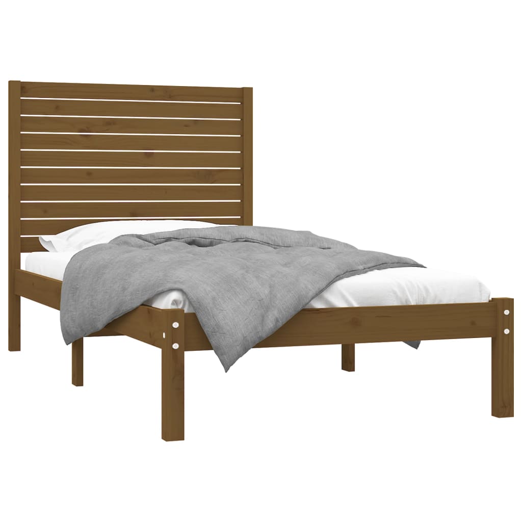 Estructura de cama madera maciza marrón miel 100x200 cm