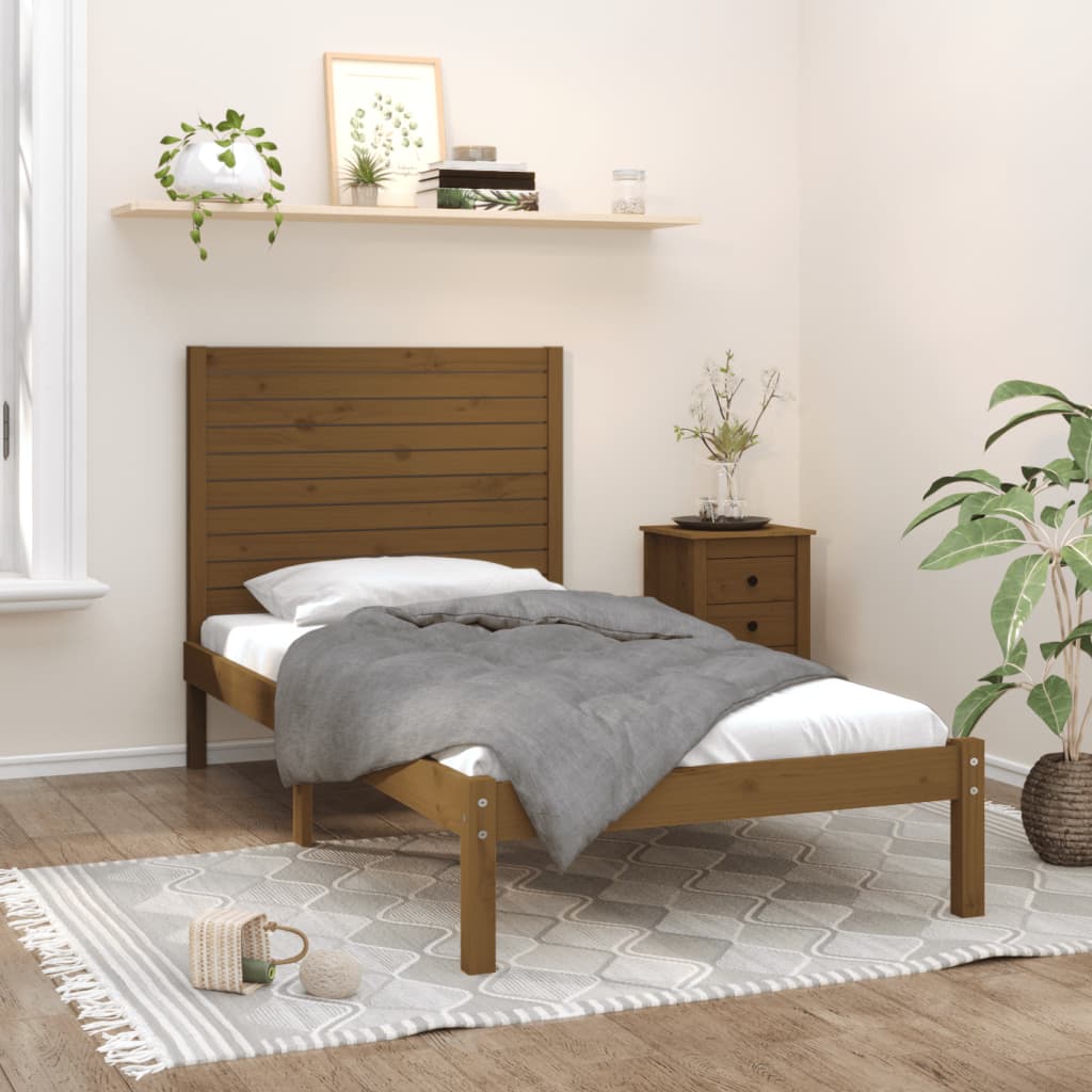 Vetonek Estructura de cama madera maciza marrón miel 100x200 cm