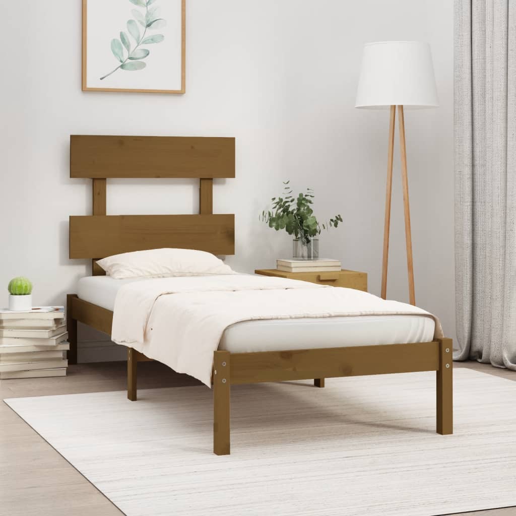 Vetonek Estructura de cama madera maciza marrón miel 100x200 cm