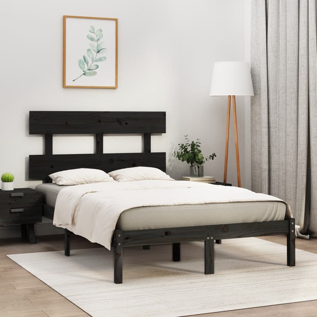 Vetonek Estructura de cama madera maciza de pino negro 120x200 cm