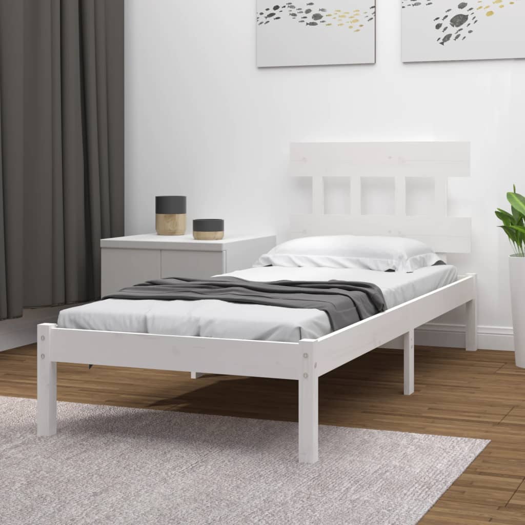 Vetonek Estructura de cama madera maciza de pino blanca 90x200 cm