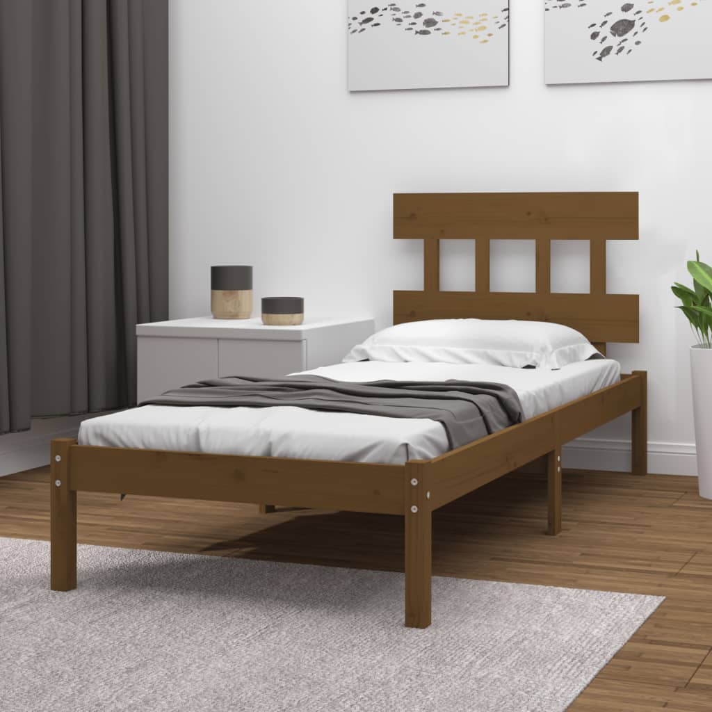 Vetonek Estructura de cama madera maciza marrón miel 100x200 cm