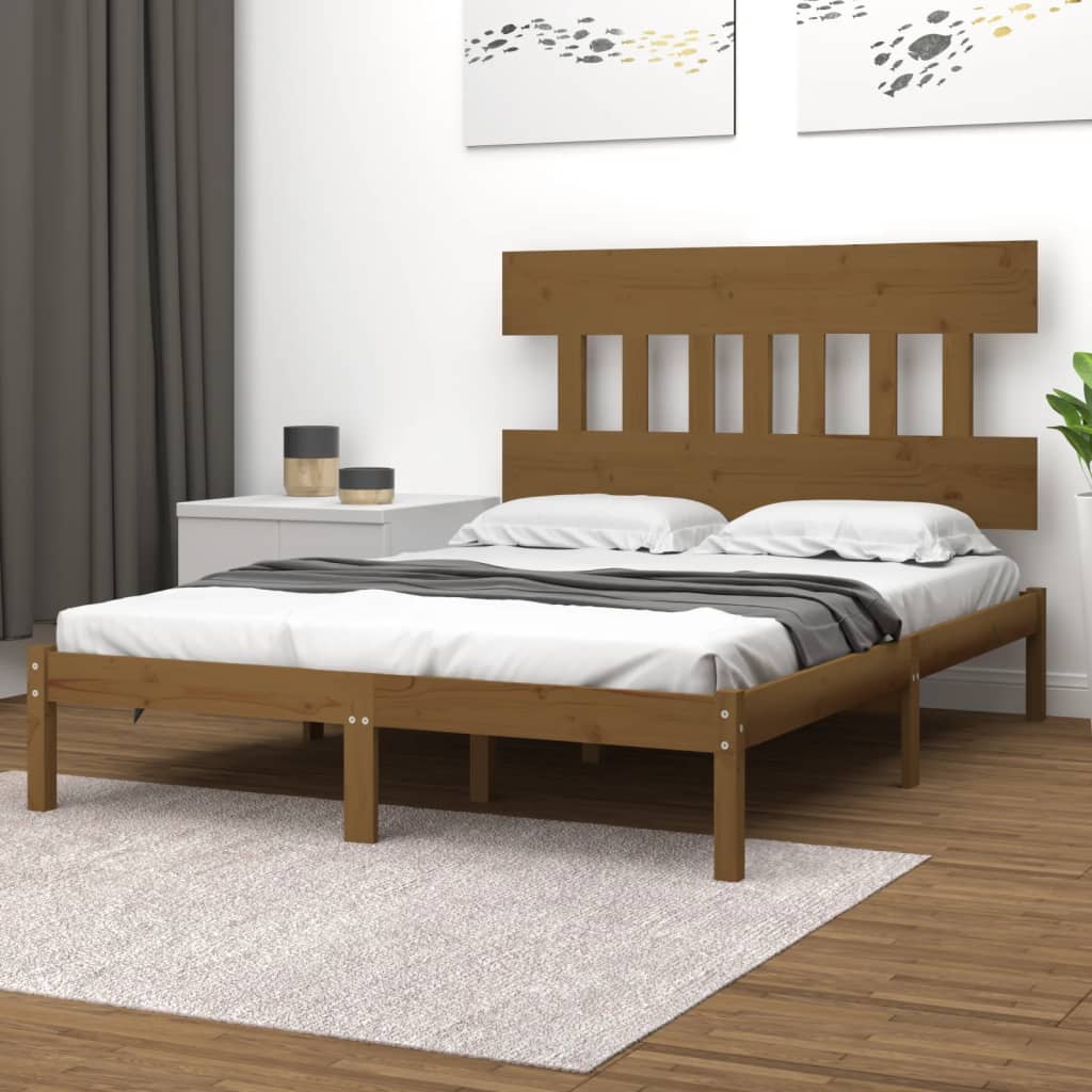 Vetonek Estructura de cama madera maciza de pino marrón miel 120x200 cm