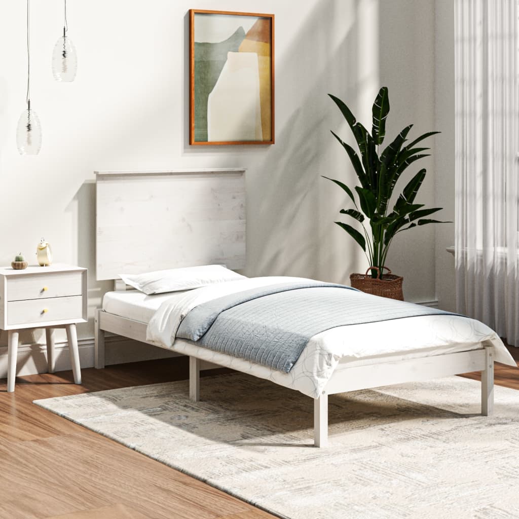 Vetonek Estructura de cama sin colchón madera de pino blanca 90x200 cm