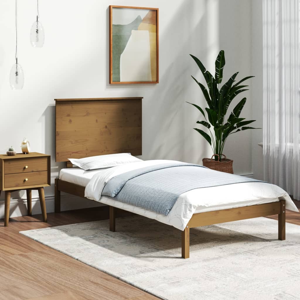 Vetonek Estructura de cama madera maciza pino marrón miel 100x200 cm