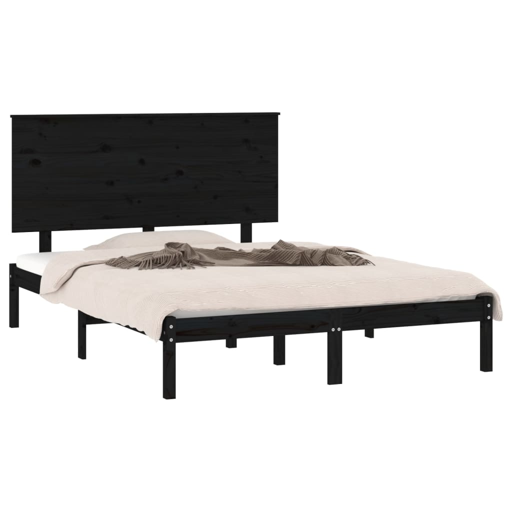 Black pine wooden bed structure 120x200 cm