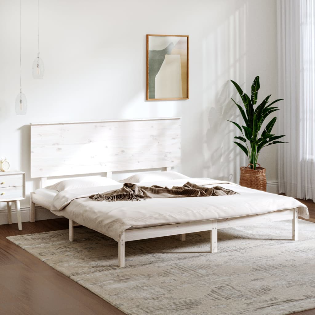 Vetonek Estructura de cama sin colchón madera maciza blanca 200x200 cm