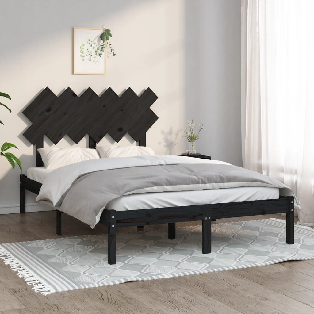 Vetonek Estructura de cama madera maciza negro 120x200 cm