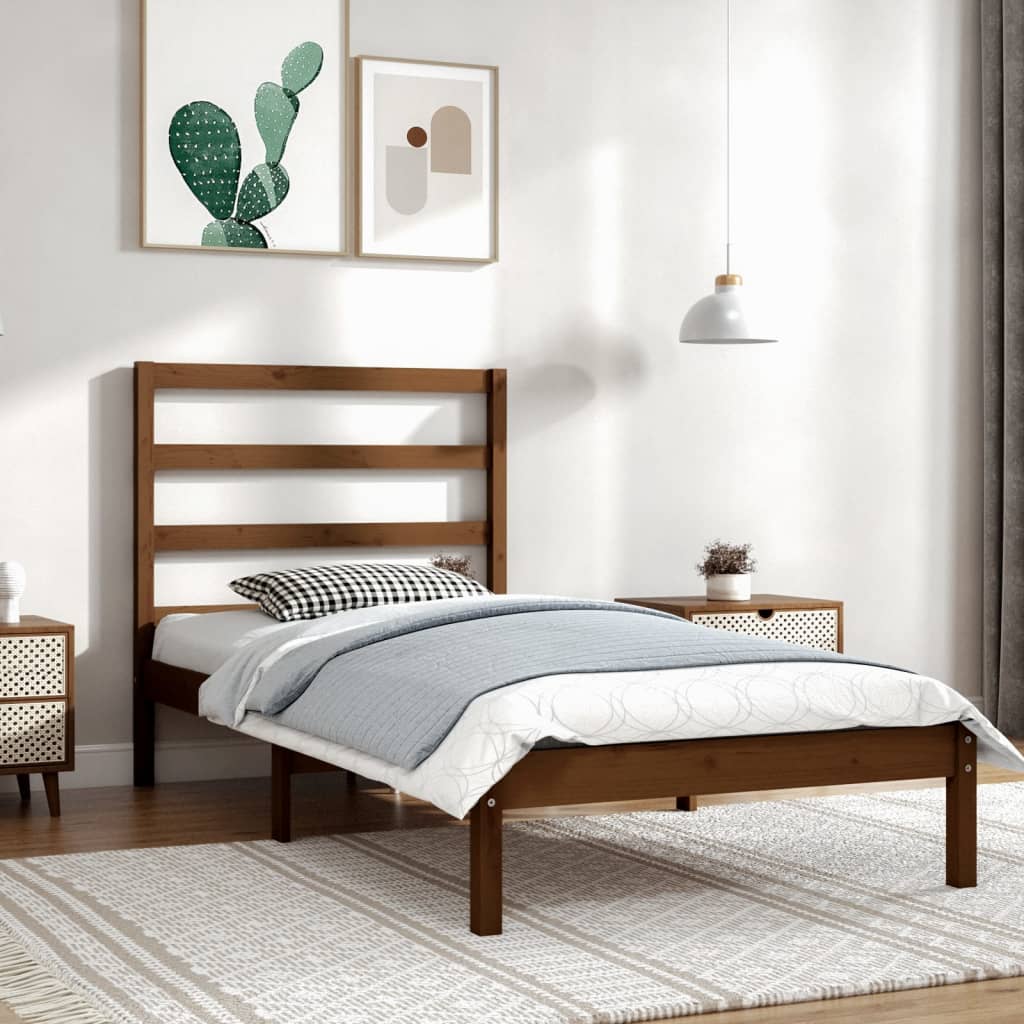 Vetonek Estructura de cama madera maciza pino marrón miel 100x200 cm