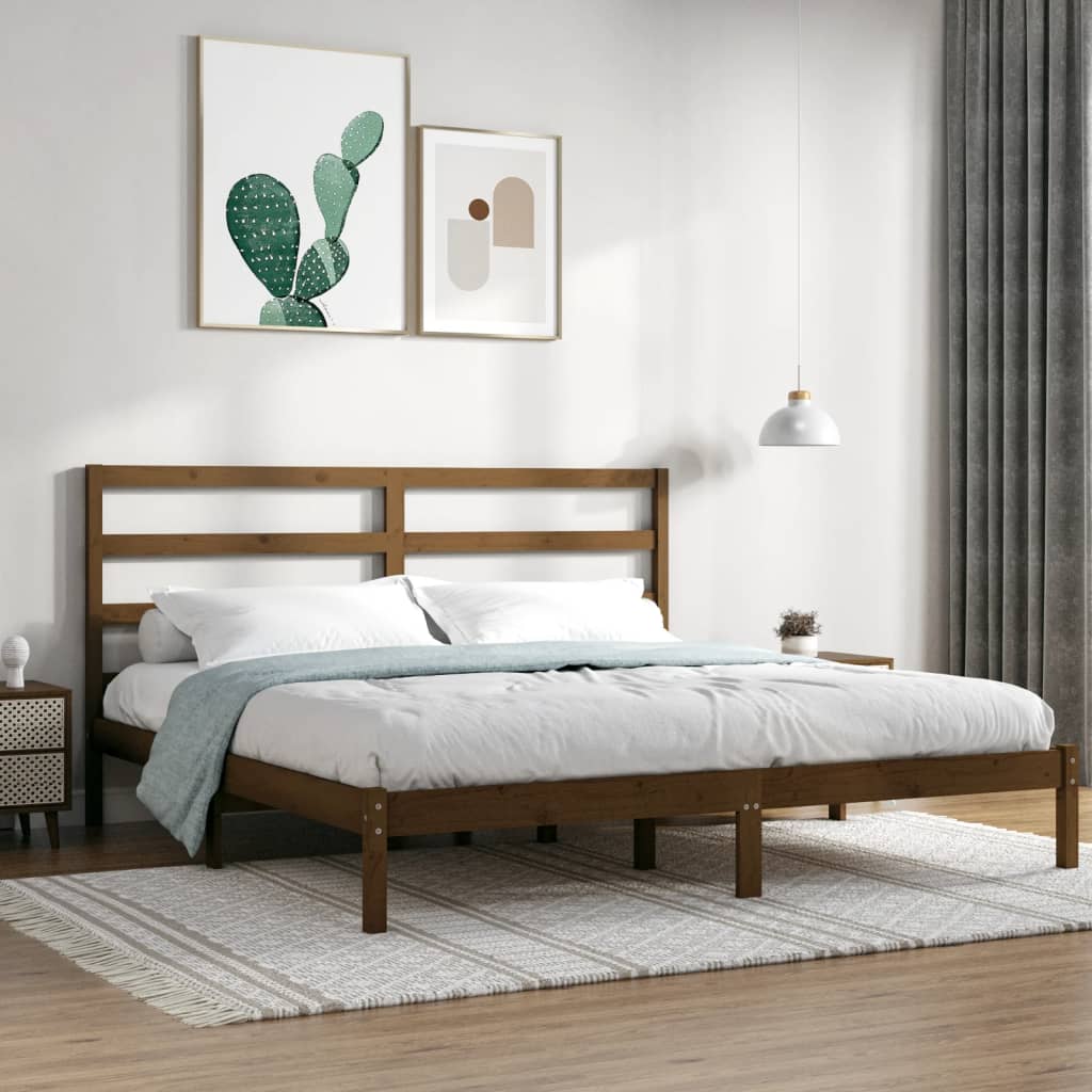 Vetonek Estructura de cama madera maciza de pino marrón miel 200x200 cm