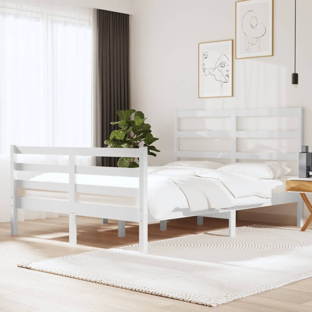 Vetonek Estructura de cama madera maciza pino blanco 120x190 cm