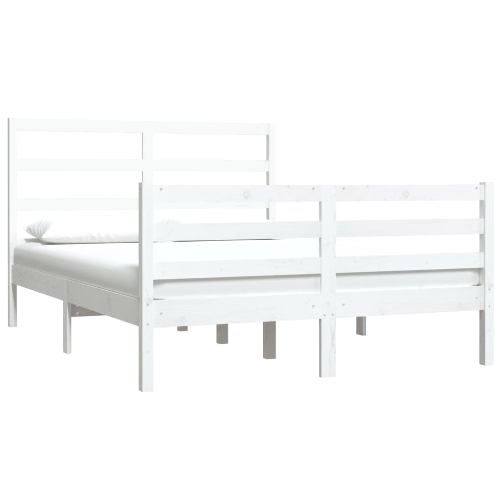 White pine pine wooden bed structure 135x190 cm