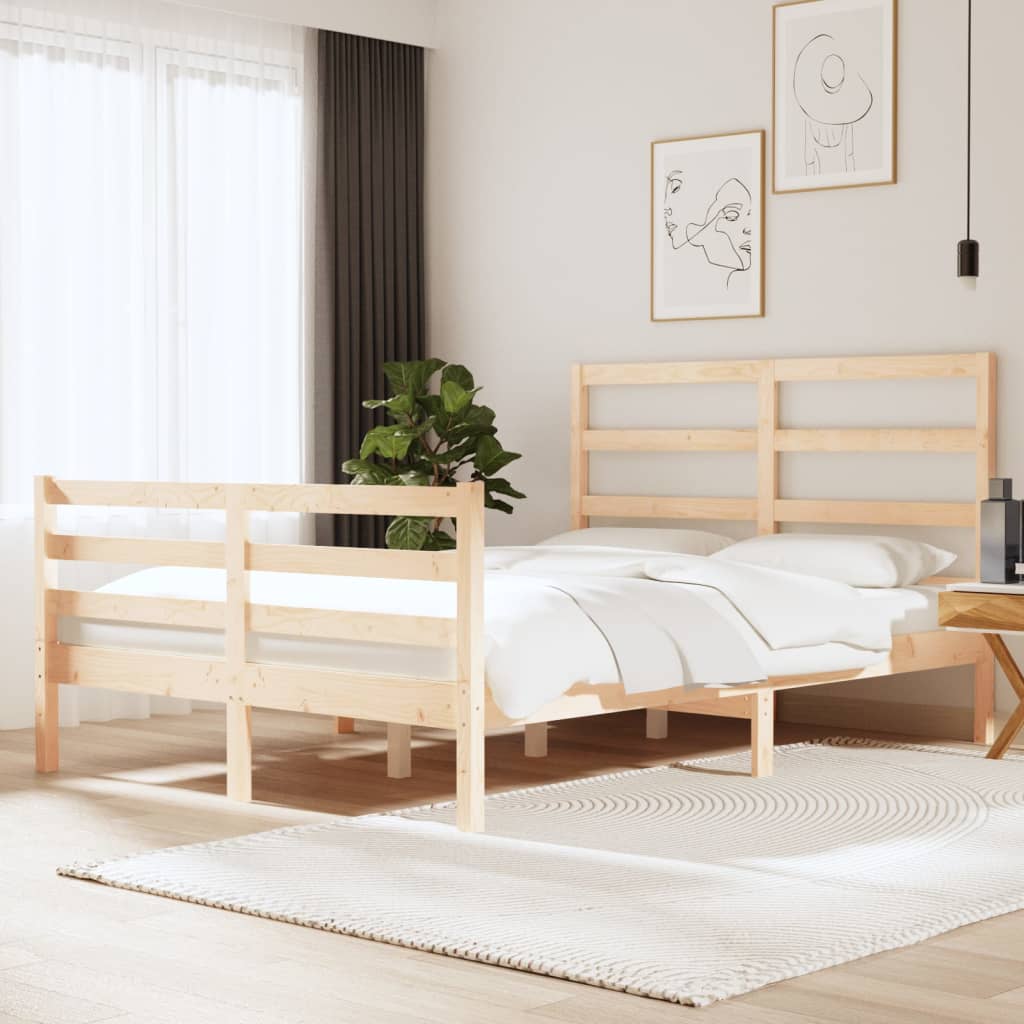 Estructura de cama sin colchón madera maciza pino 140x190 cm v7286 Vetonek