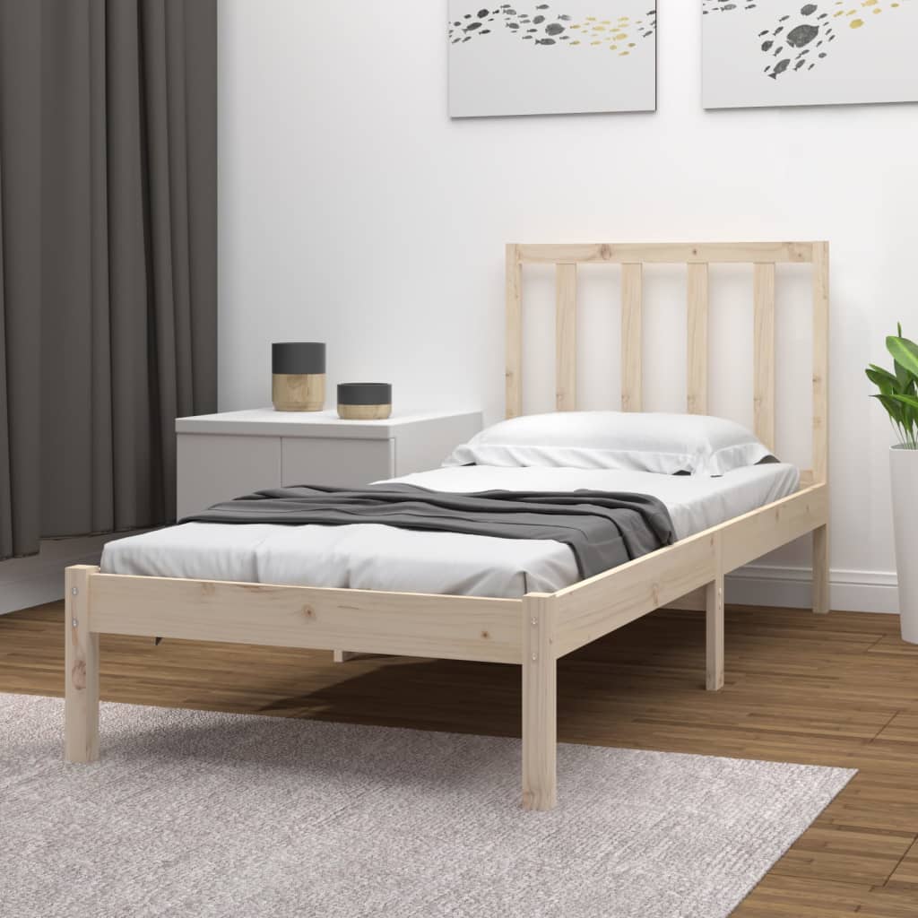 Vetonek Estructura de cama sin colchón madera maciza pino 75x190 cm