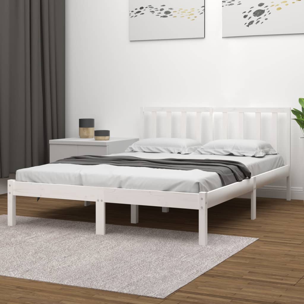 Vetonek Estructura de cama madera maciza pino blanco 120x190 cm