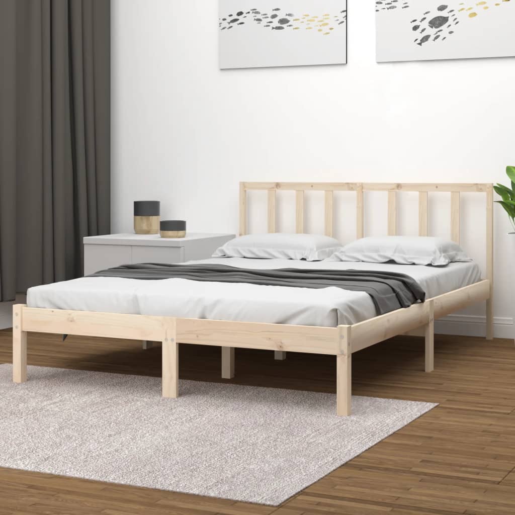 Vetonek Estructura de cama sin colchón madera maciza de pino 160x200 cm