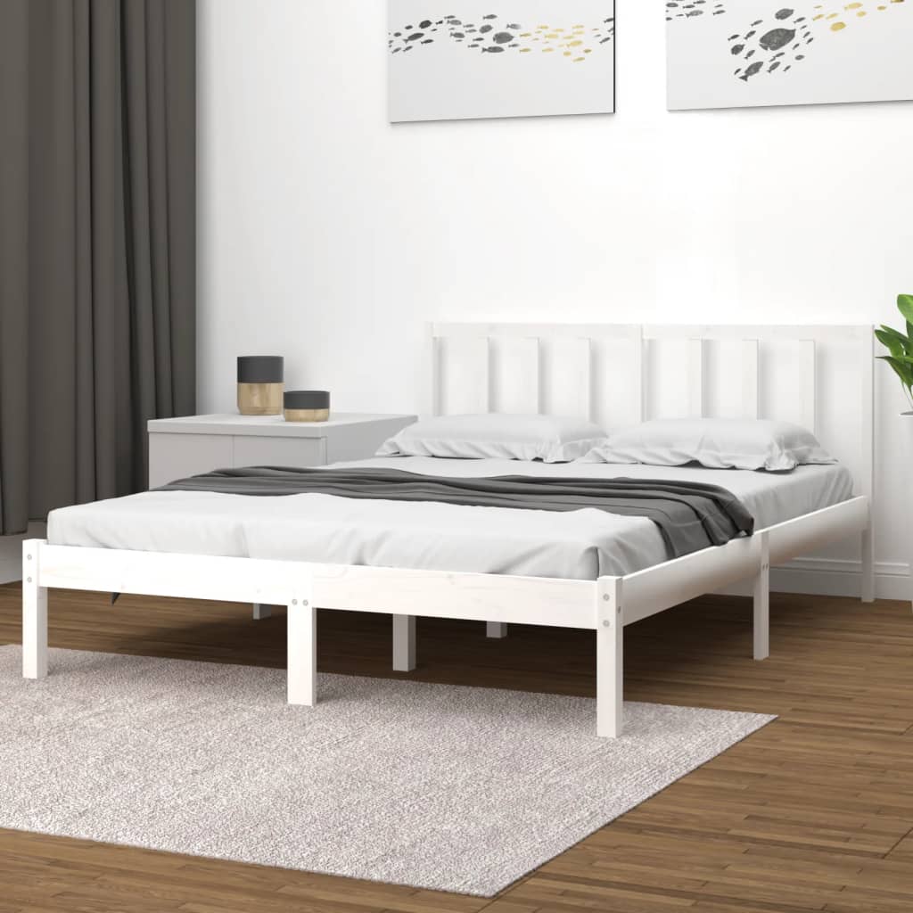 Vetonek Estructura de cama madera maciza pino blanco 120x190 cm