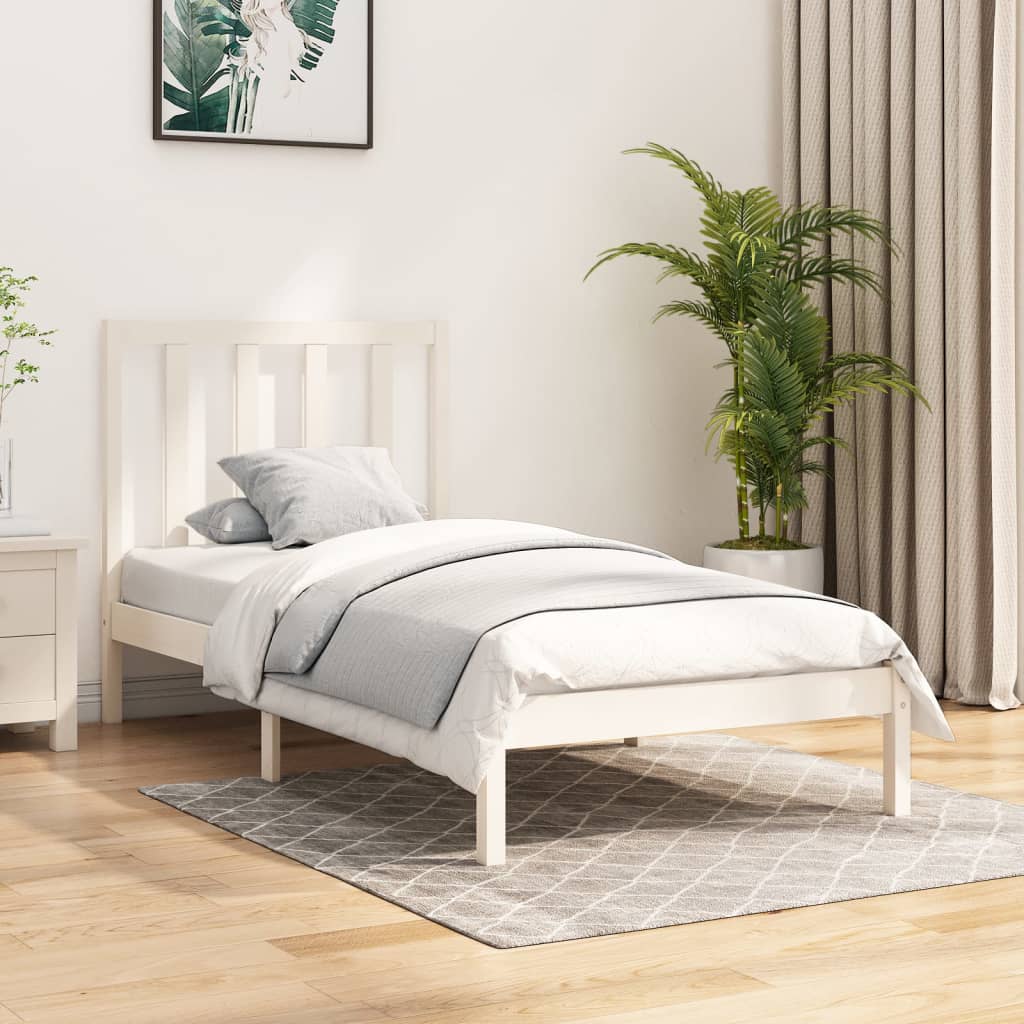 Vetonek Estructura de cama madera maciza de pino blanco 75x190 cm