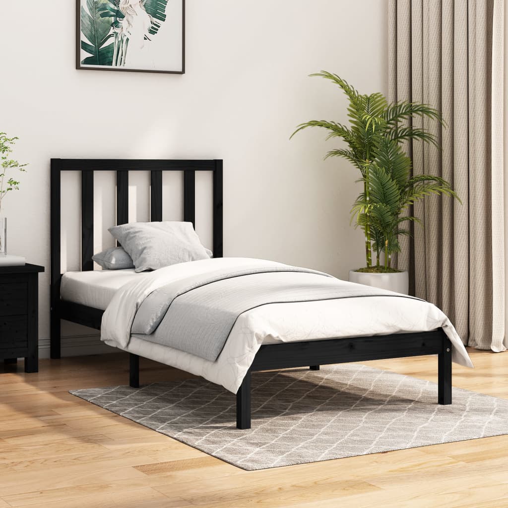 Vetonek Estructura de cama madera maciza de pino negro 75x190 cm