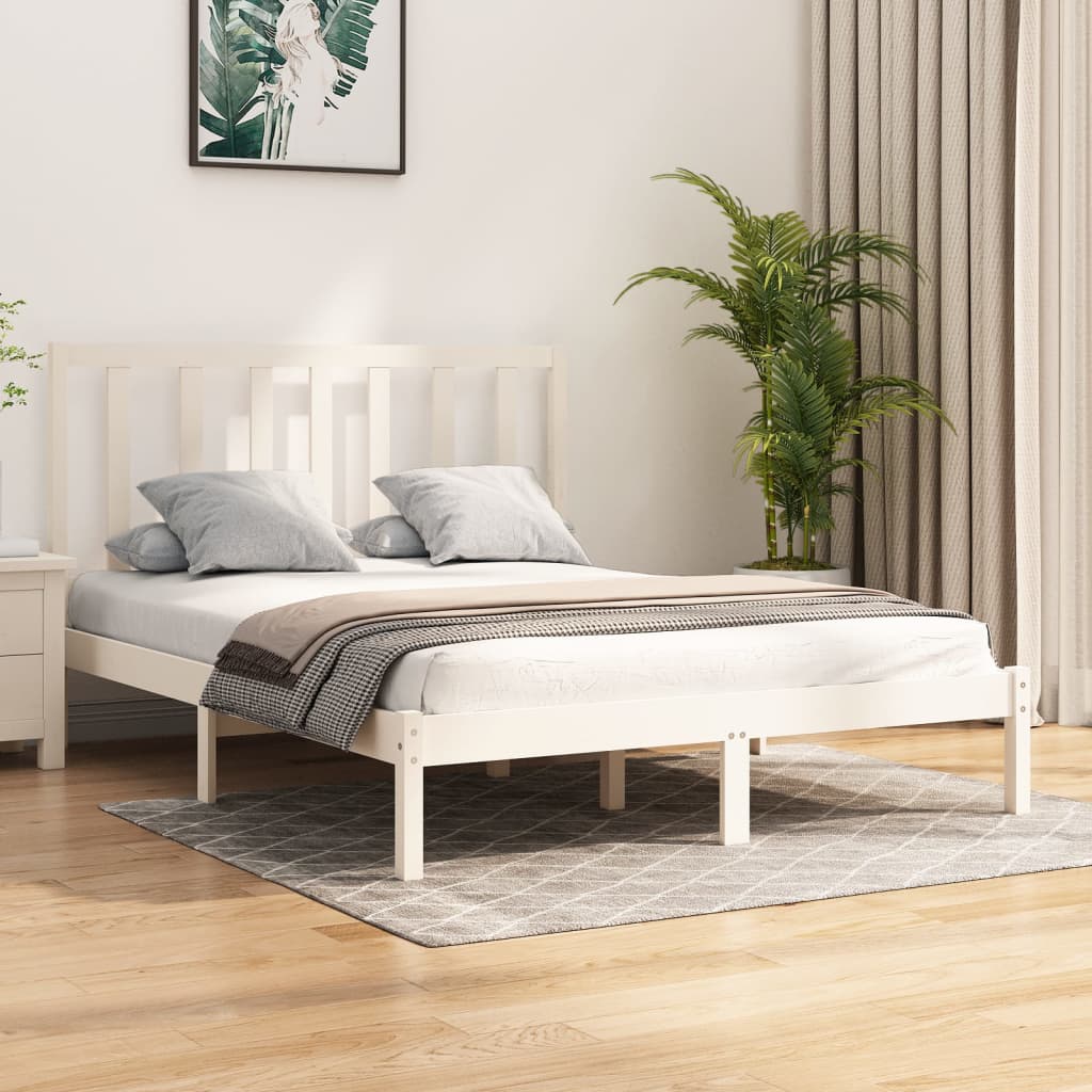 Vetonek Estructura de cama madera maciza pino blanco 120x190 cm