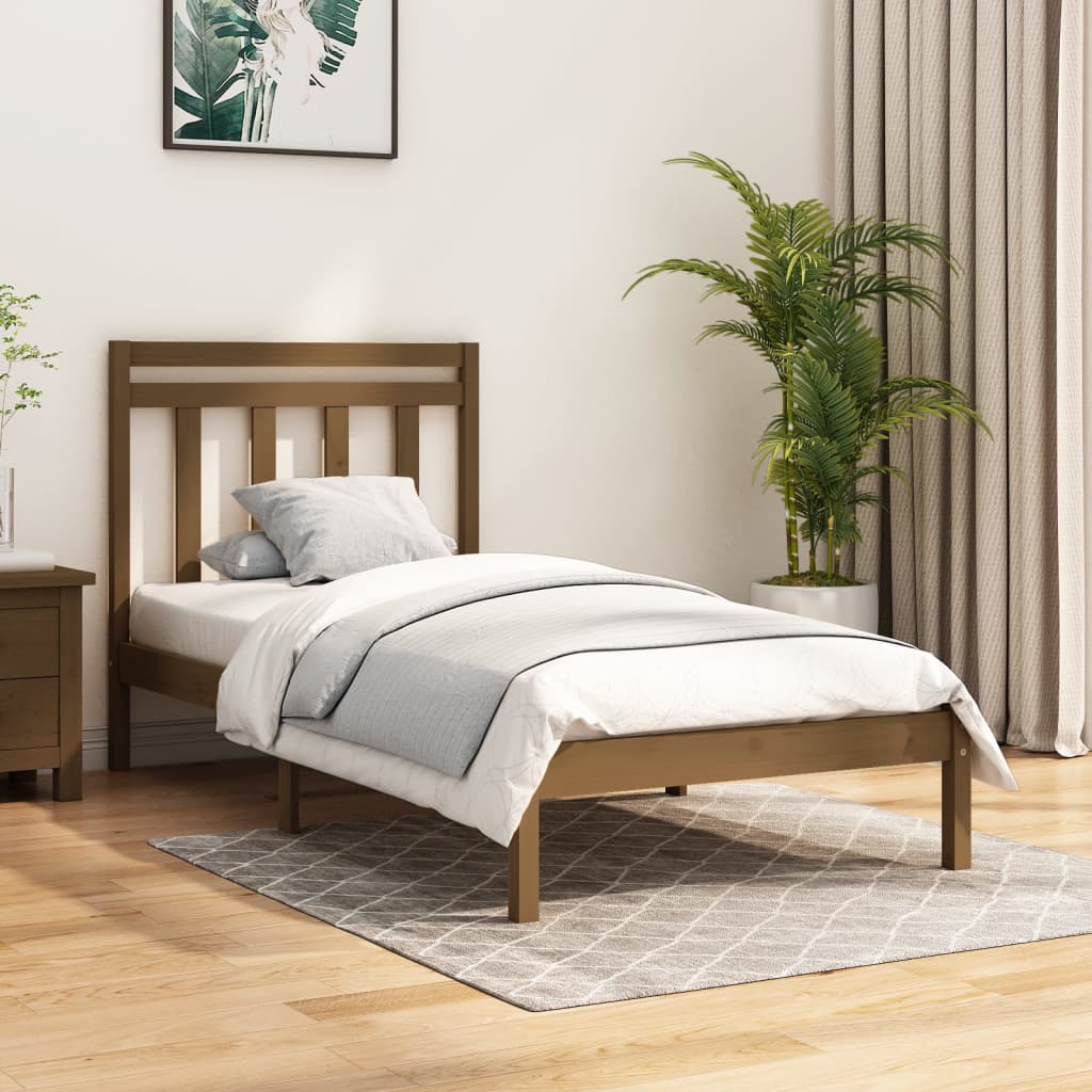 Vetonek Estructura de cama madera maciza marrón miel 100x200 cm