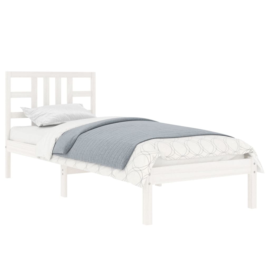 Estructura de cama madera maciza individual blanco 75x190 cm