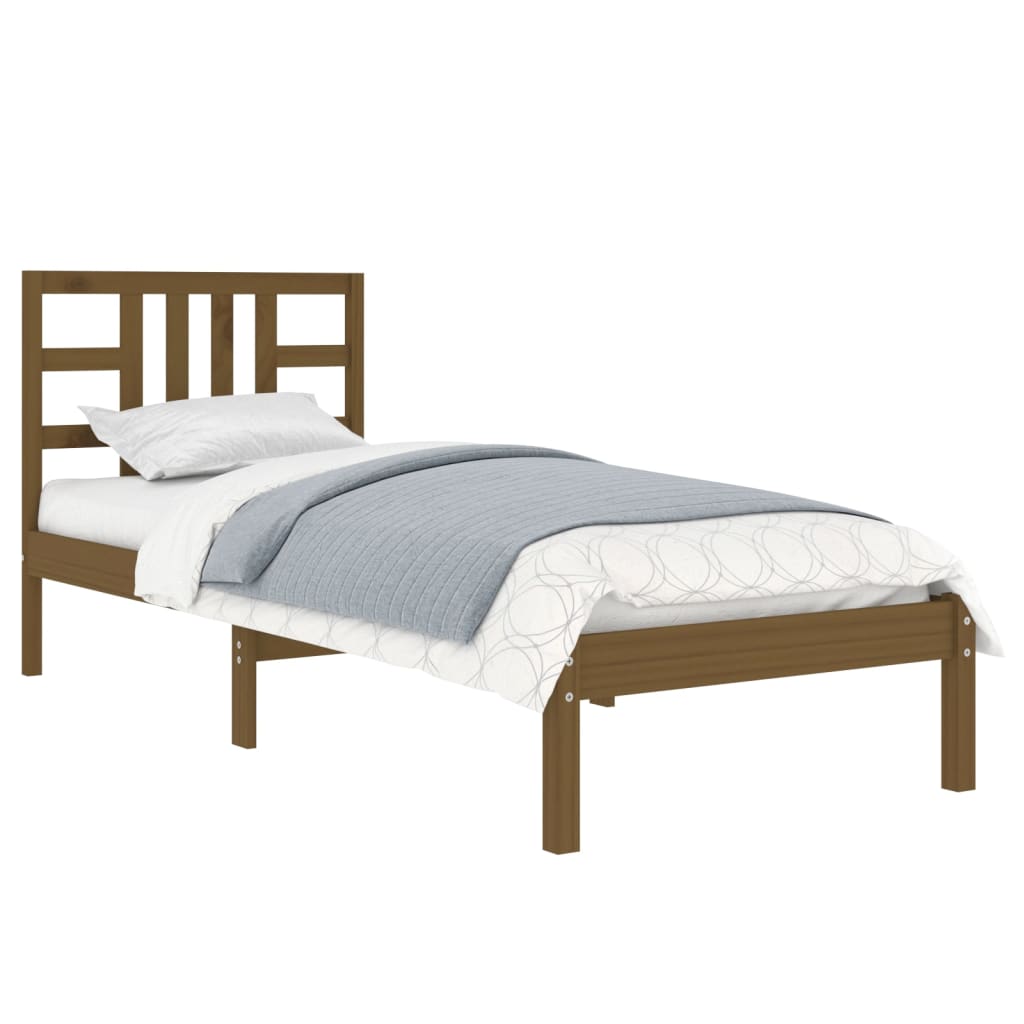 Estructura de cama madera maciza marrón miel 100x200 cm