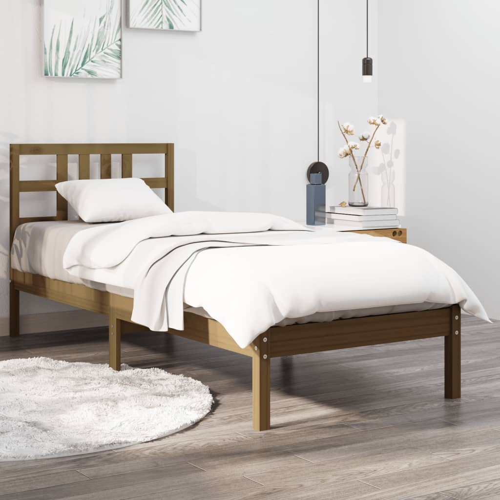 Vetonek Estructura de cama madera maciza marrón miel 100x200 cm