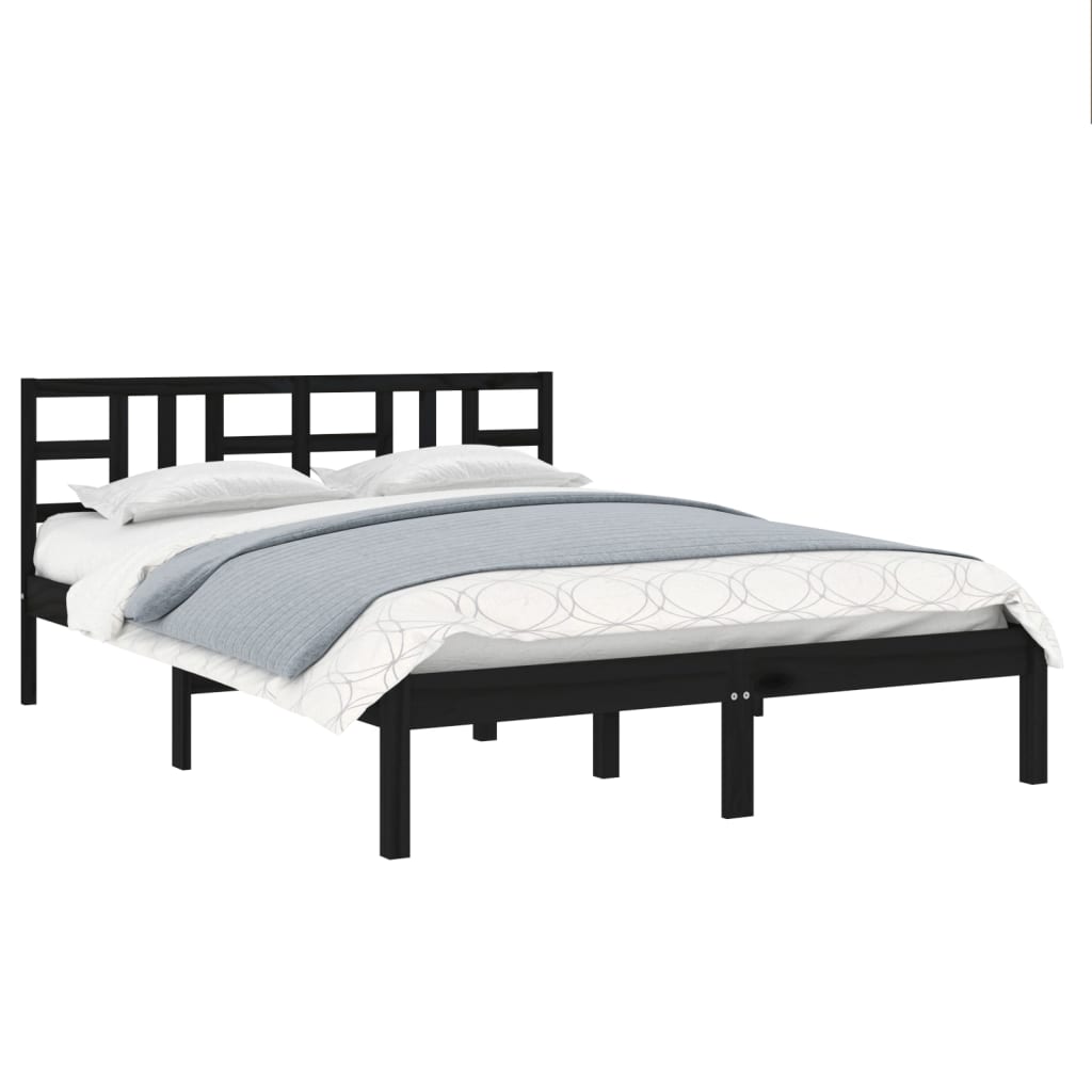 Black pine wooden bed structure 120x200 cm