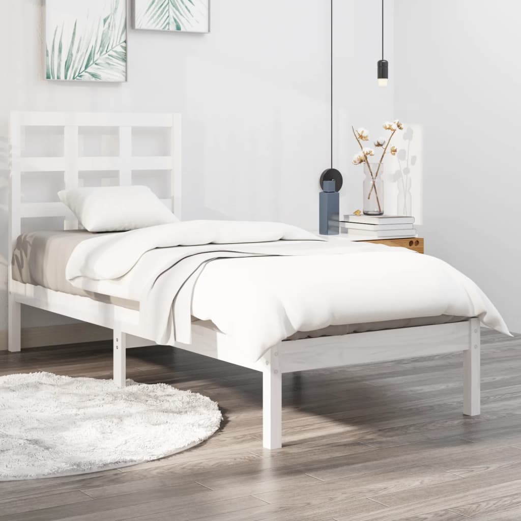 Vetonek Estructura de cama madera maciza de pino blanco 100x200 cm