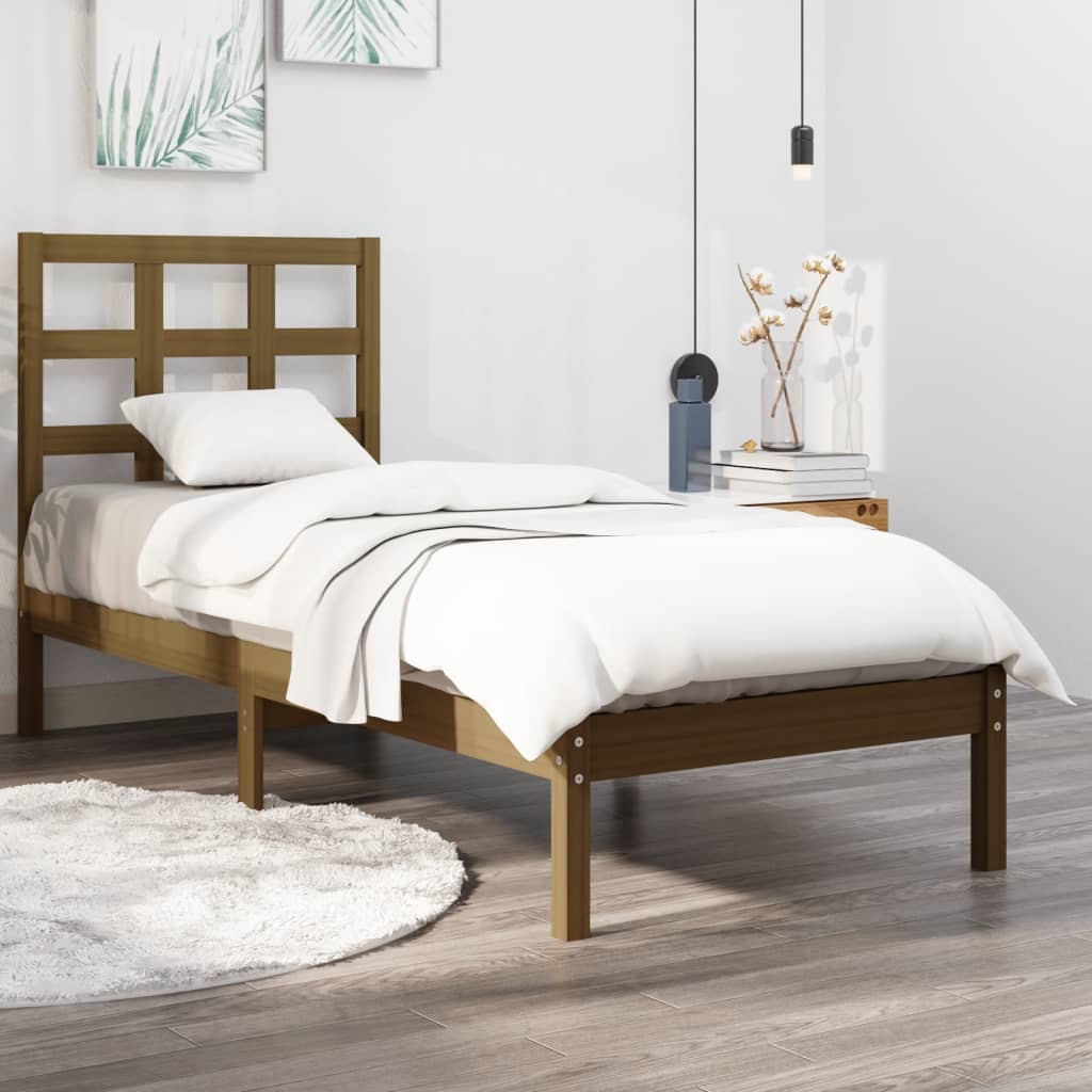 Vetonek Estructura de cama madera maciza marrón miel 100x200 cm