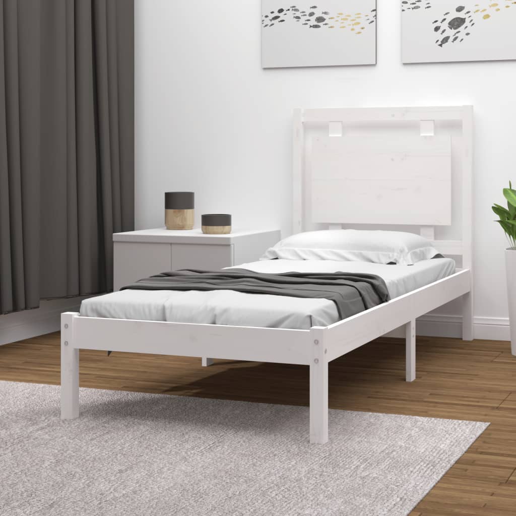 Vetonek Estructura de cama madera maciza de pino blanca 100x200 cm