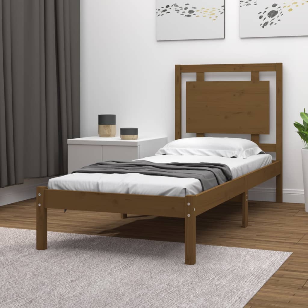 Vetonek Estructura de cama madera maciza marrón miel 100x200 cm