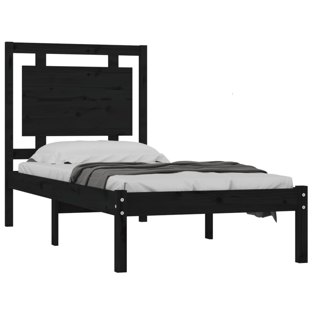 Estructura de cama madera maciza negra 100x200 cm