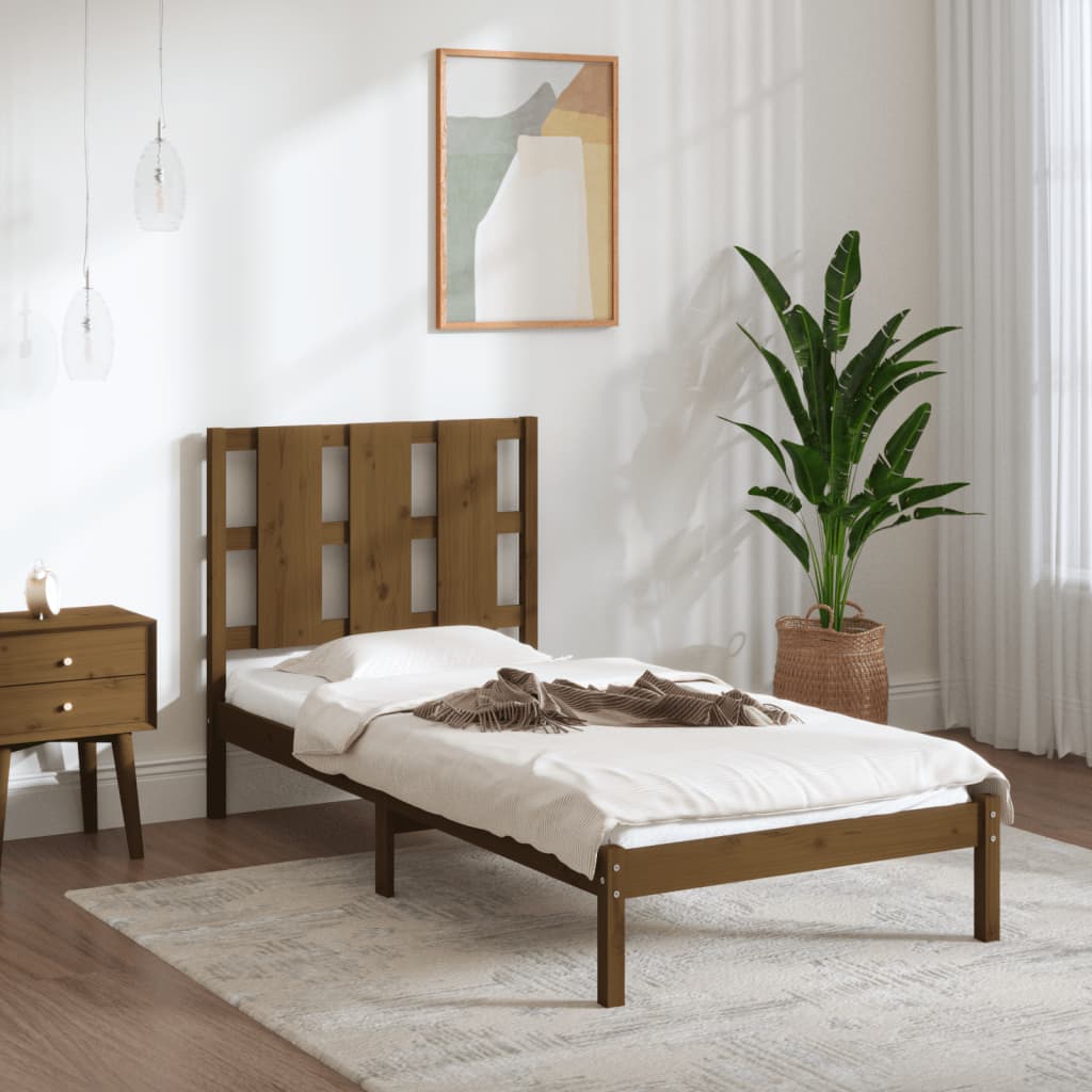 Vetonek Estructura de cama madera maciza pino marrón miel 100x200 cm