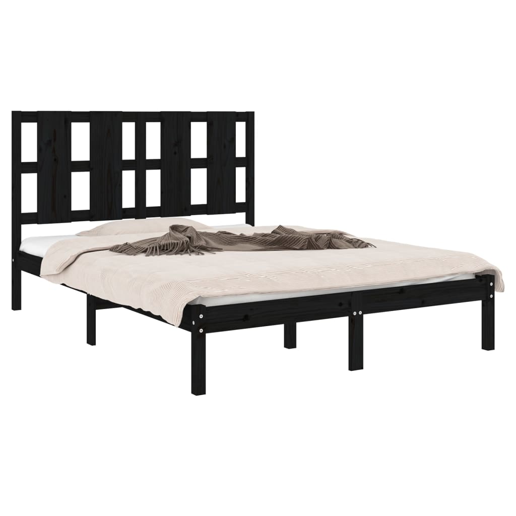 Black pine wooden bed structure 120x200 cm