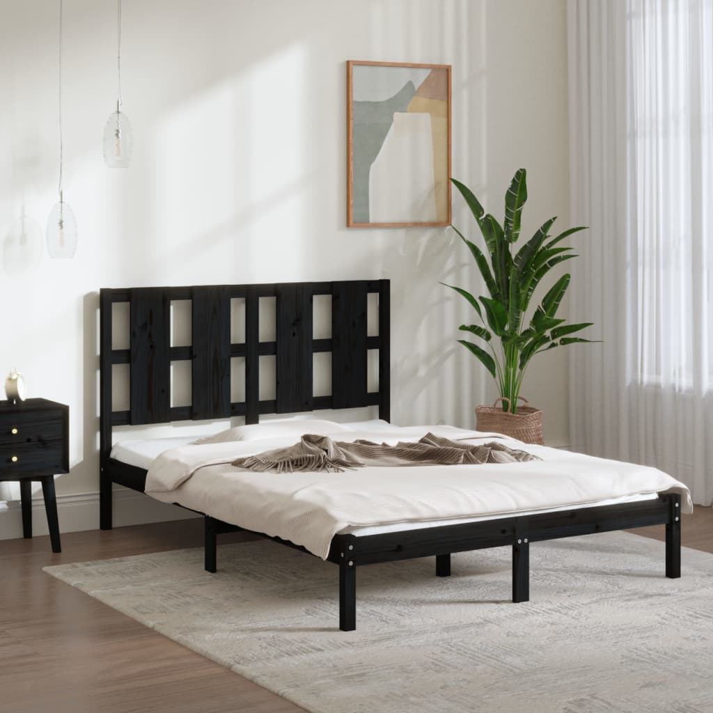 Vetonek Estructura de cama madera maciza de pino negro 120x200 cm