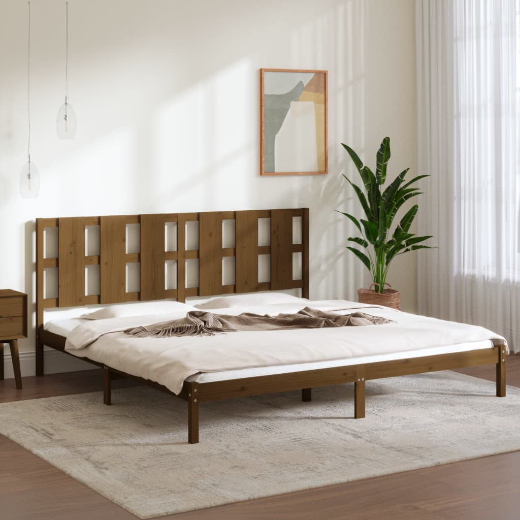 Vetonek Estructura de cama madera maciza de pino marrón miel 200x200 cm