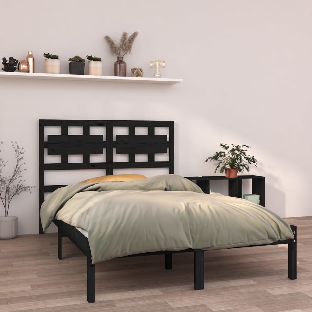 Vetonek Estructura de cama madera maciza negra 120x190 cm